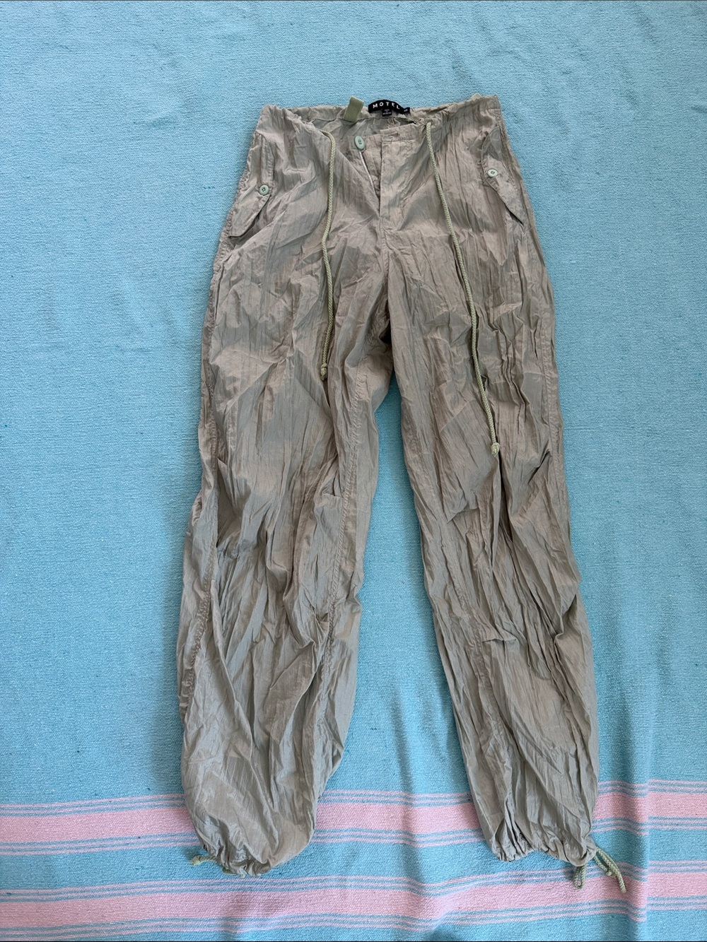 Motel Rocks Light Green Casual Drawstring Pants S